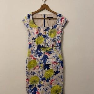 Joe Fresh Floral Print Midi Dress with Cap Sleeves